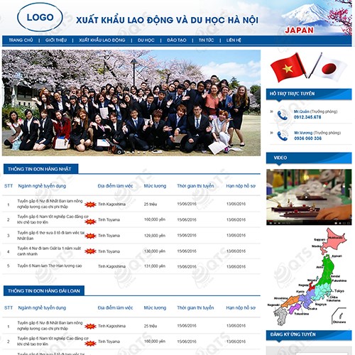 trang chủ website xuất khẩu lao động